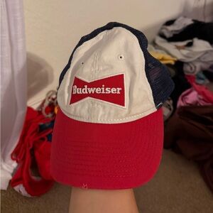 Budweiser Red and White Cap with Navy Mesh
